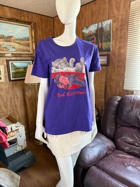Purple "Red Hattitude" Cat Graphic Tee